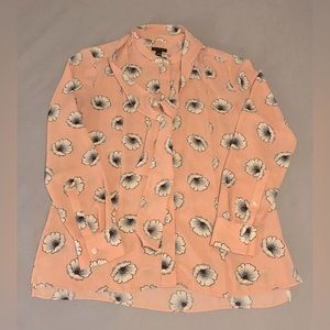 Ann Taylor Floral Print Blouse With Tie Size XS